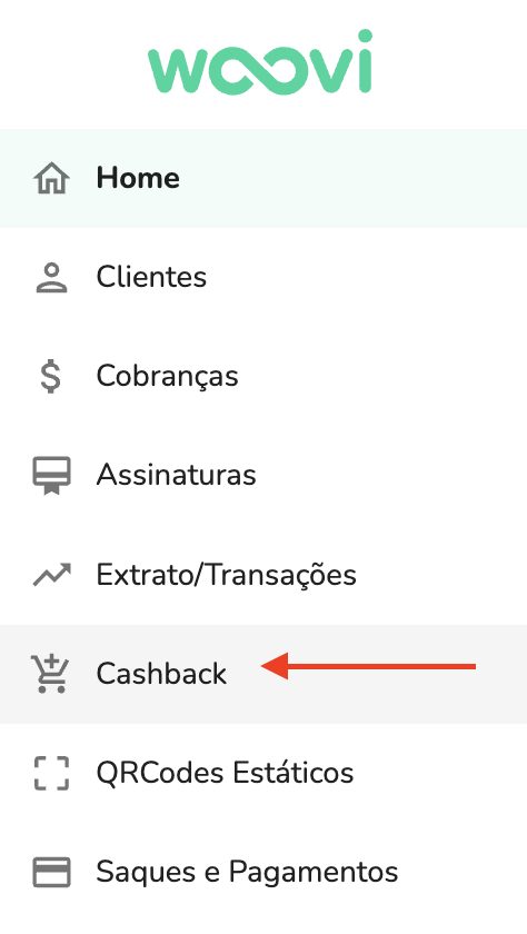 cashback sidemenu